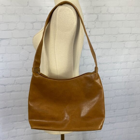 Vintage 90s Croft & Barrow Tan Brown Faux Leather Shoulder Bag Purse - Picture 3 of 12